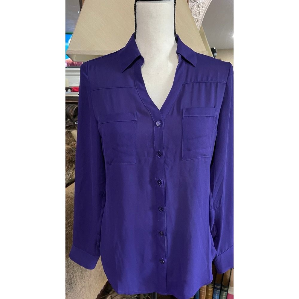 Express women's‎ portofino purple button down top blouse size x-small